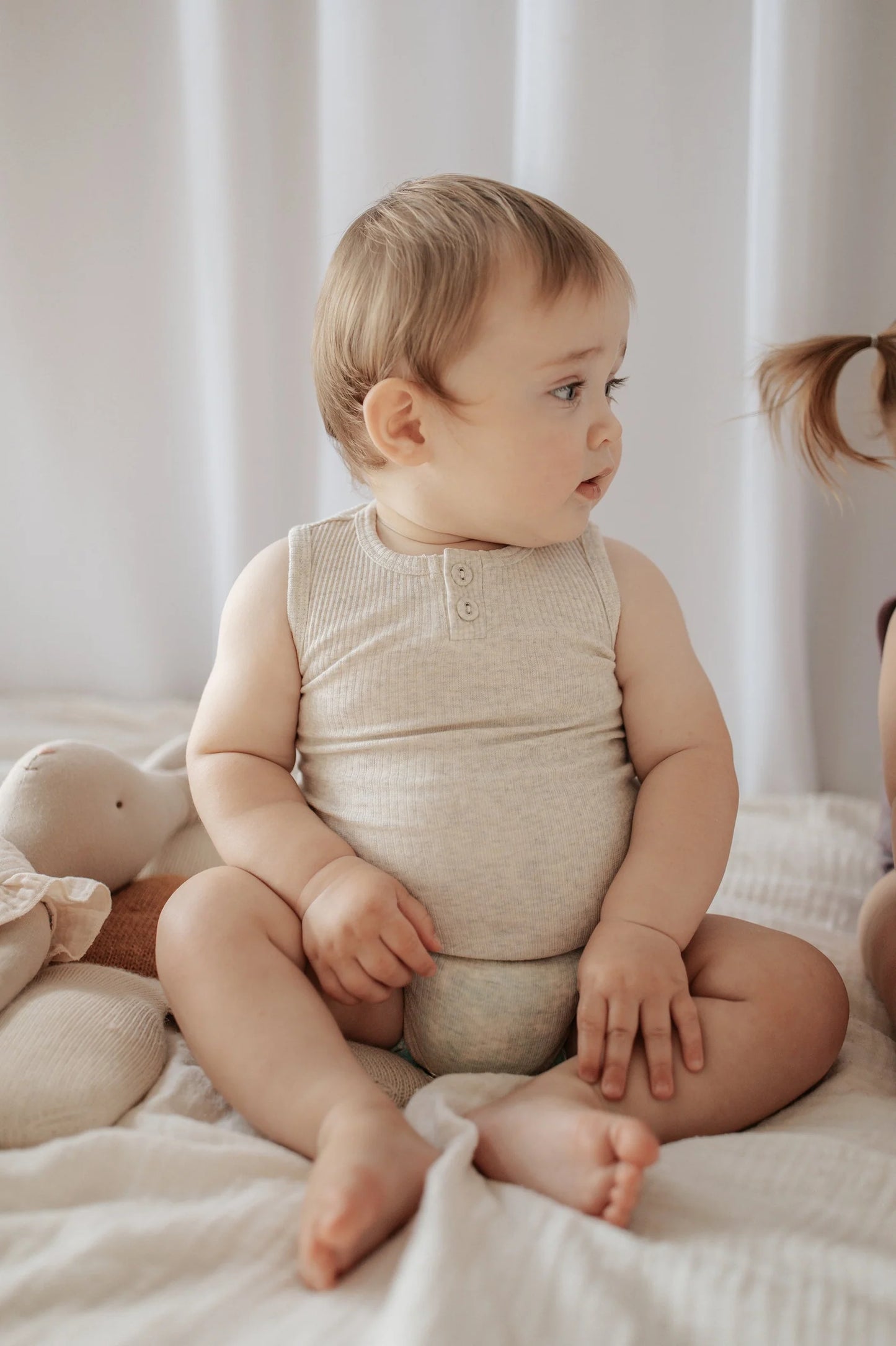 Singlet Bodysuit- Oatmeal Marle