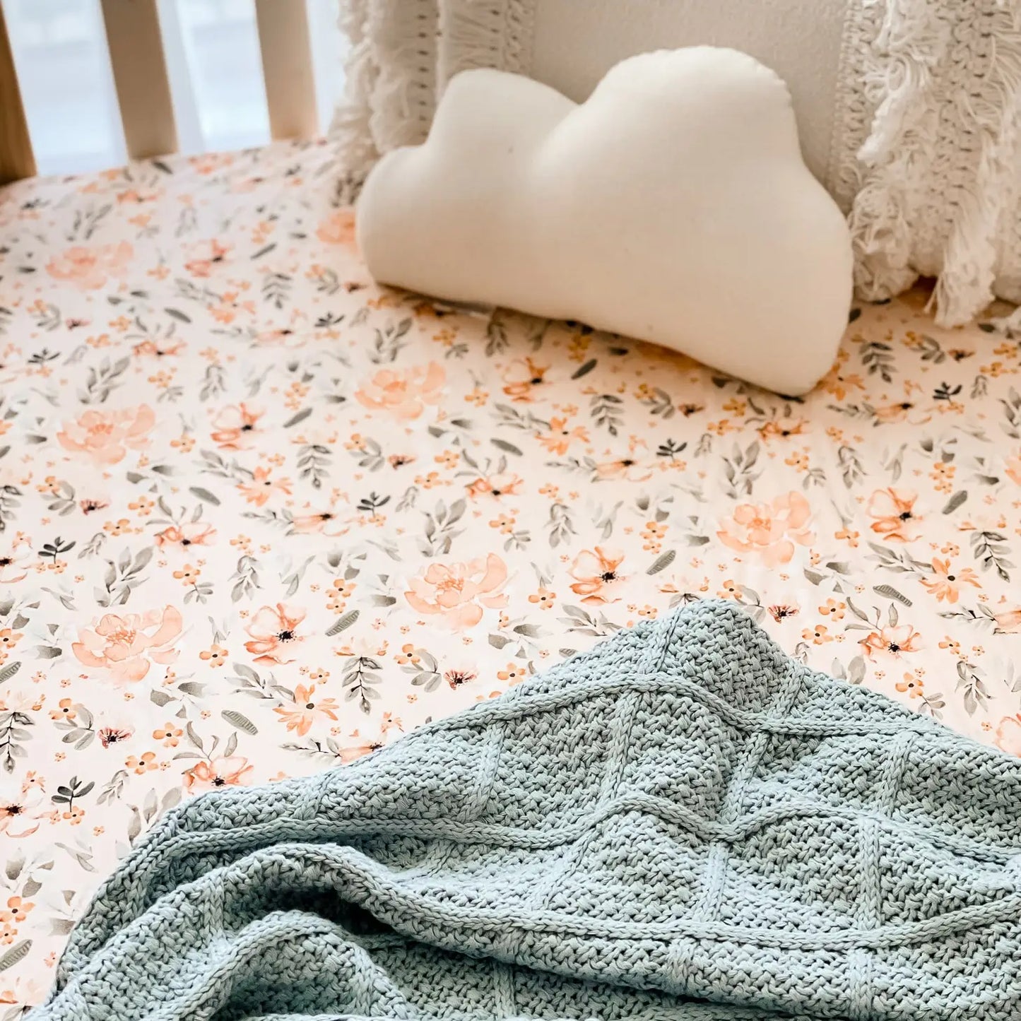 Organic Knit Blanket- Cornflower