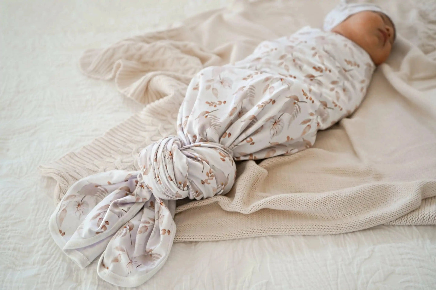 Porcelain Jersey Swaddle Stretch Wrap & Top Knot Set