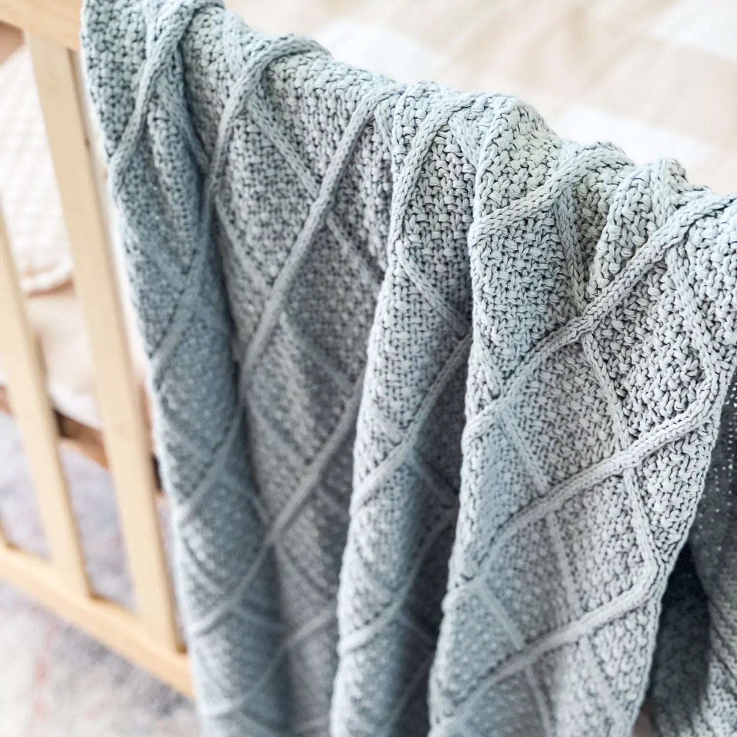 Organic Knit Blanket- Cornflower