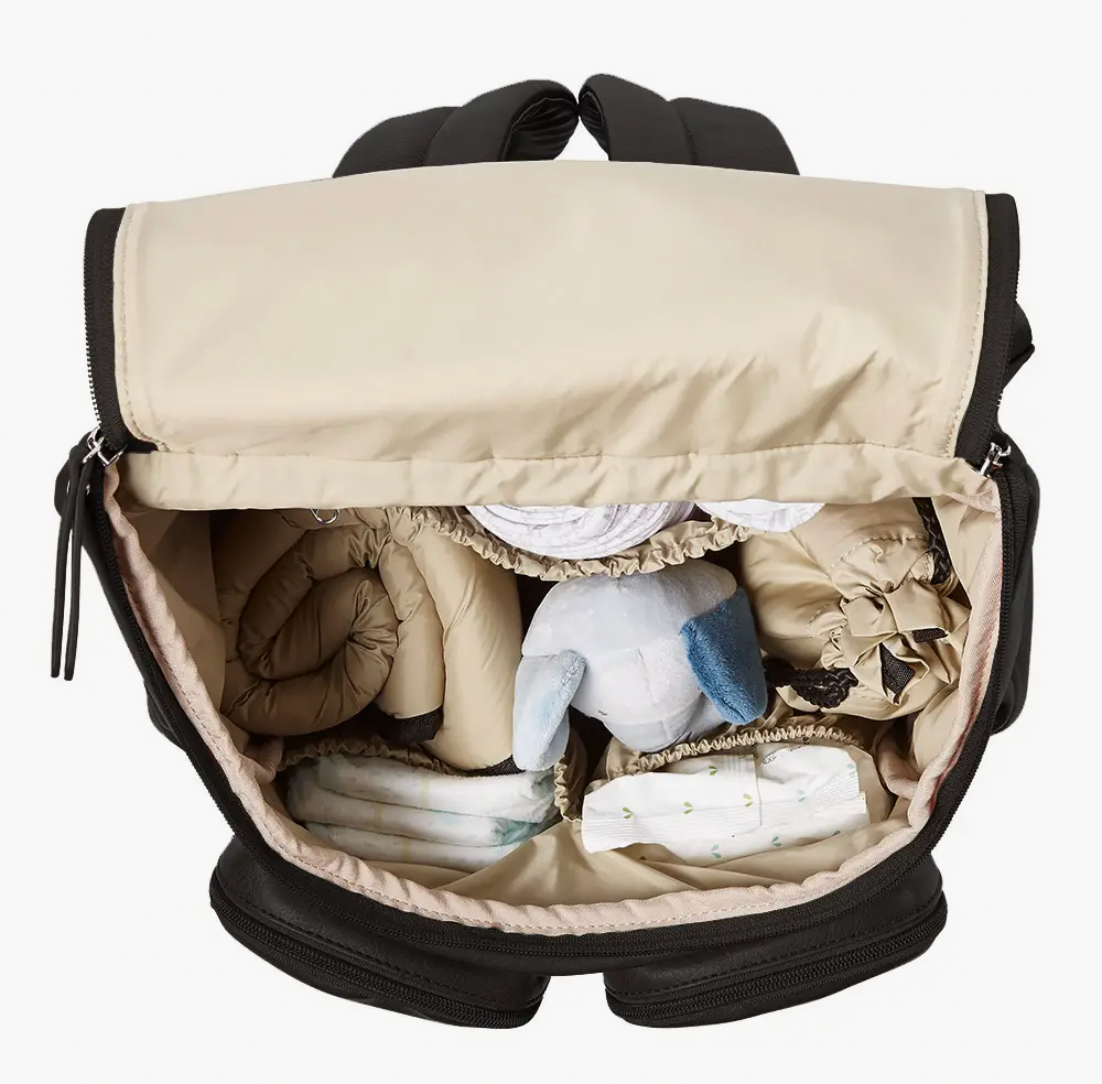 OiOi Faux Leather Nappy Backpack- BLACK