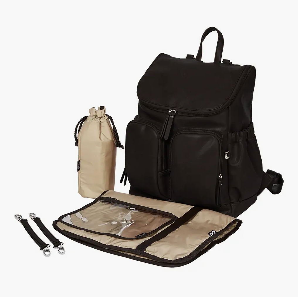 OiOi Faux Leather Nappy Backpack- BLACK