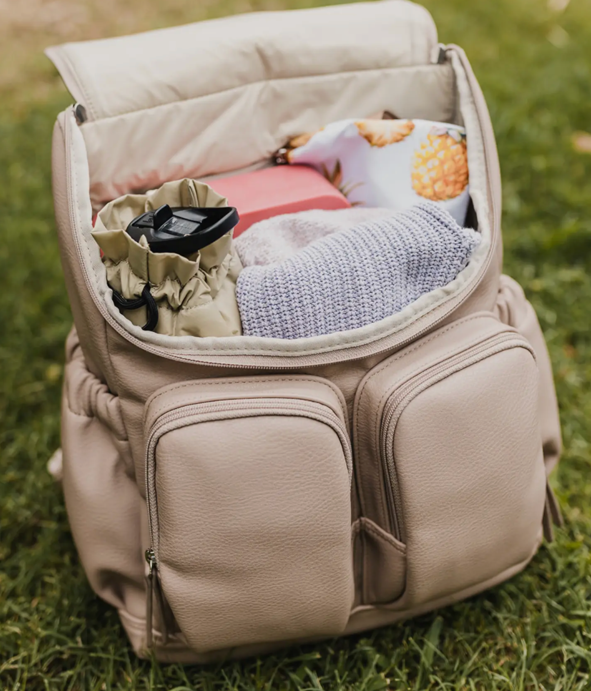 OiOi Faux Leather Nappy Backpack- Oat