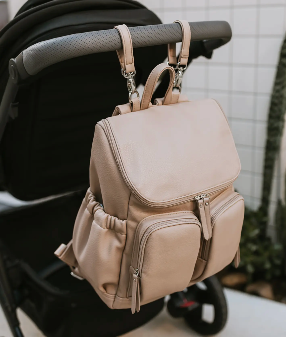 OiOi Faux Leather Nappy Backpack- Oat