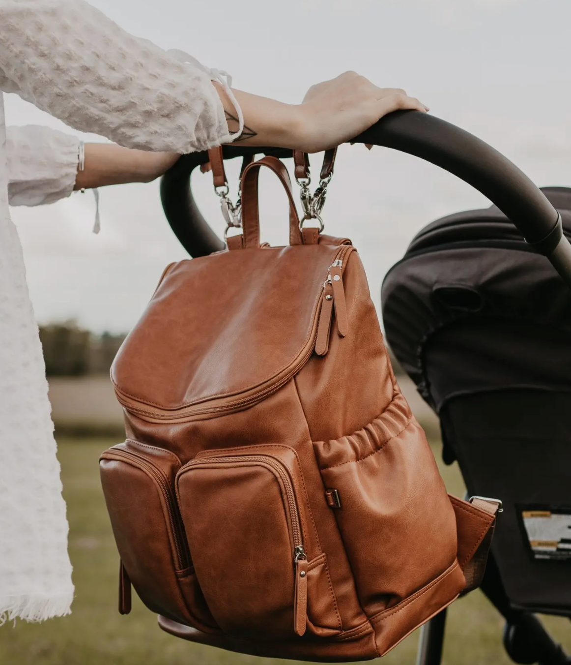 OiOi Faux Leather Nappy Backpack- Tan