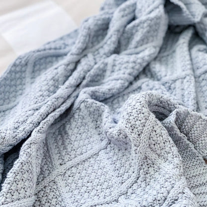 Organic Knit Blanket- Cornflower
