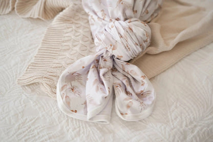 Porcelain Jersey Swaddle Stretch Wrap & Top Knot Set