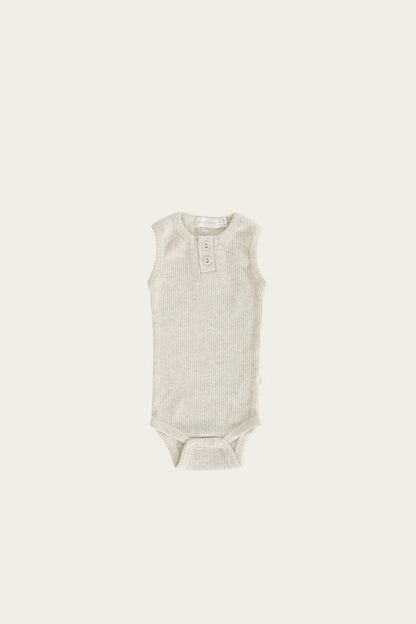 Singlet Bodysuit- Oatmeal Marle