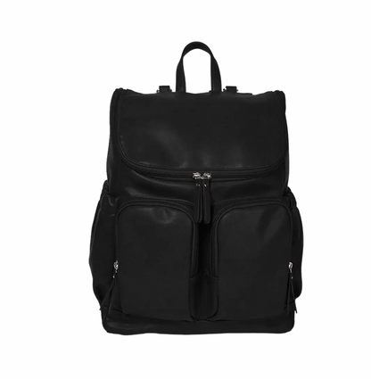 OiOi Faux Leather Nappy Backpack- BLACK